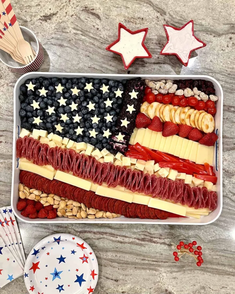 american flag cheese tray