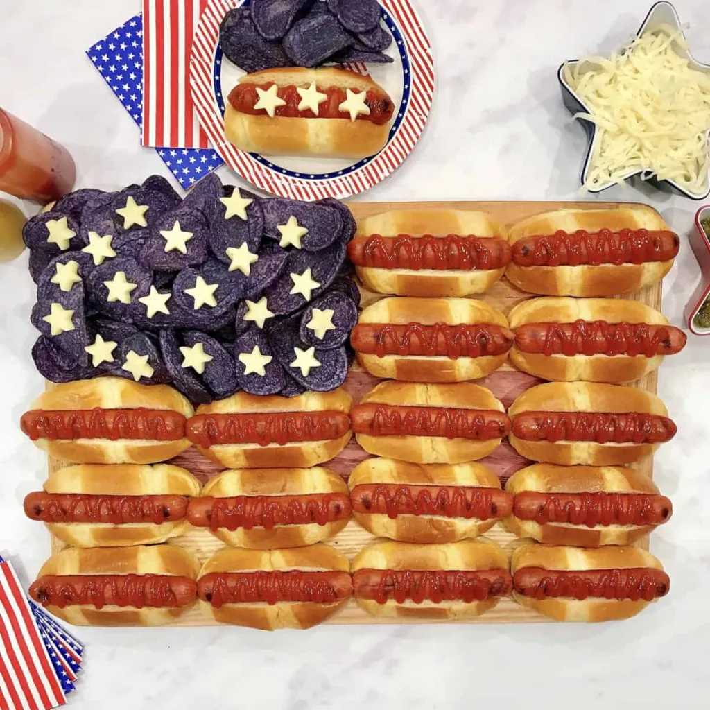 american flag hot dog board