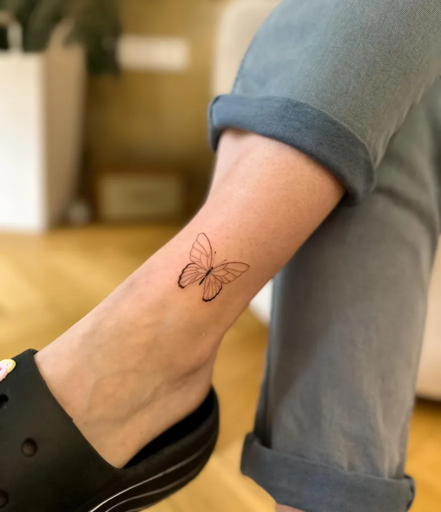 butterfly ankle tattoo