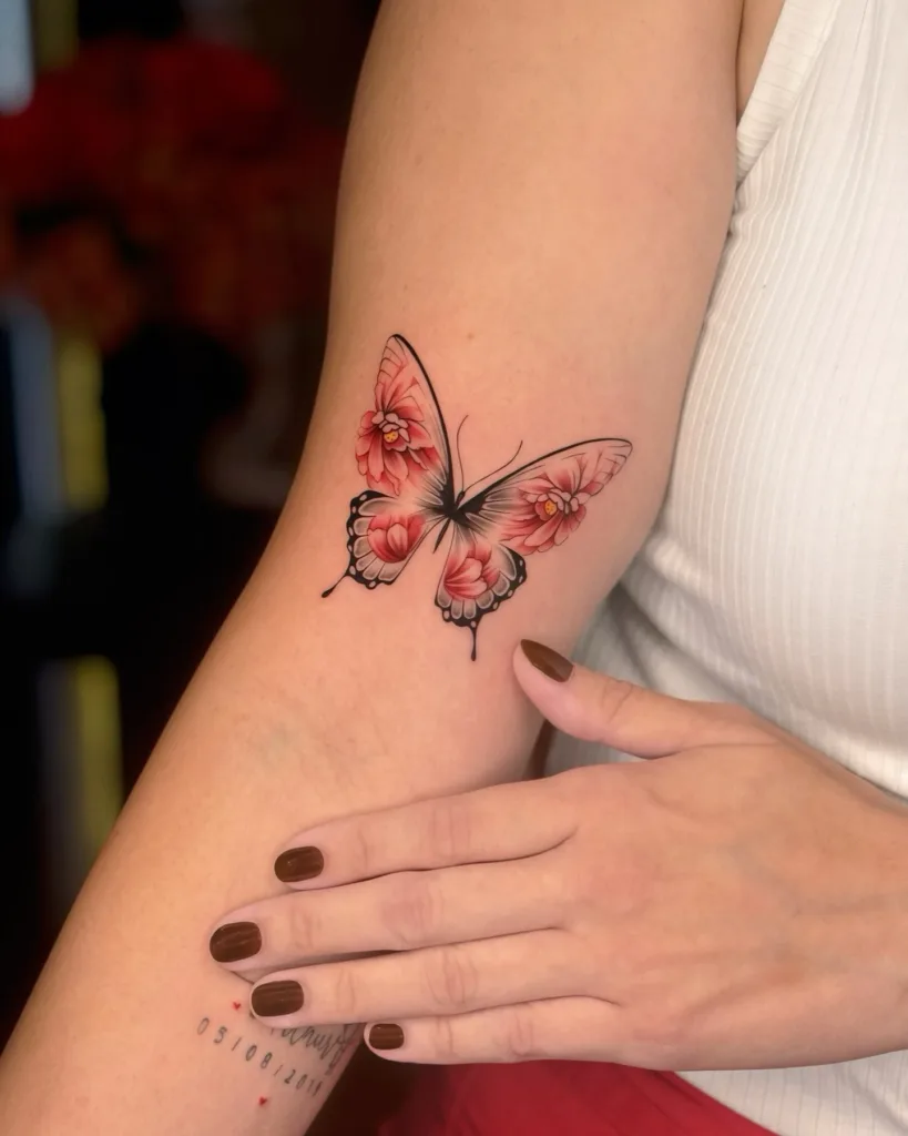 butterfly flower tattoo