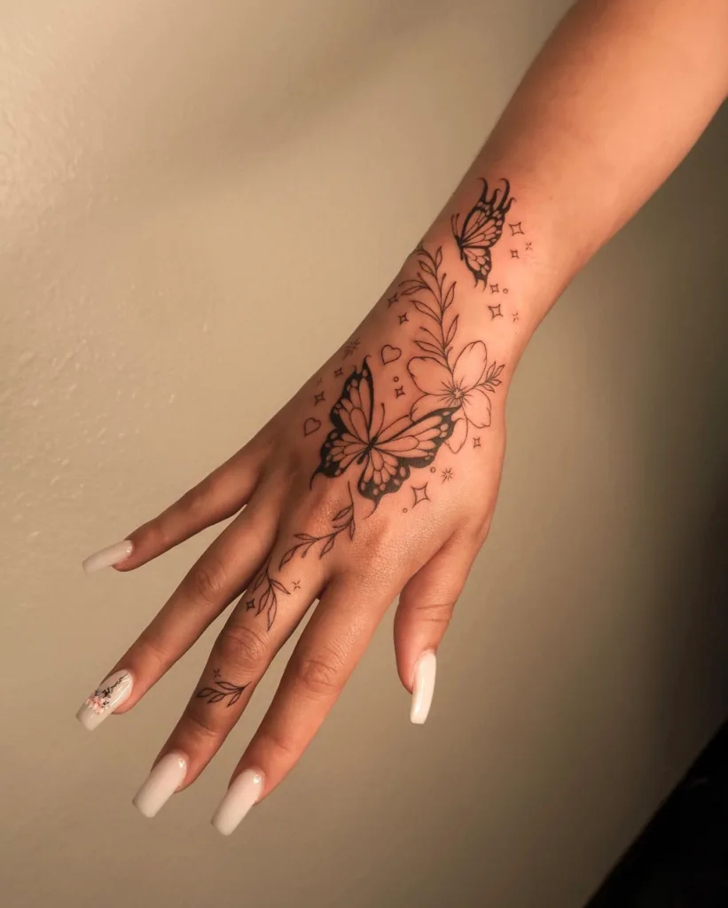 butterfly hand tattoo