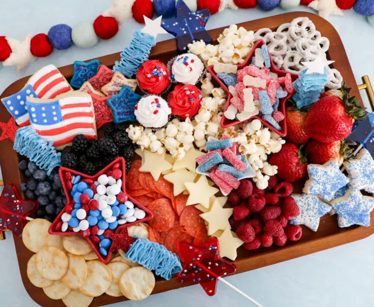 dessert charcuterie board for 4th of july