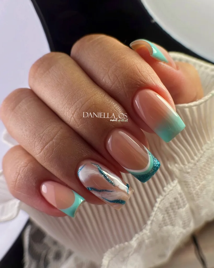 dreamy turquoise nails