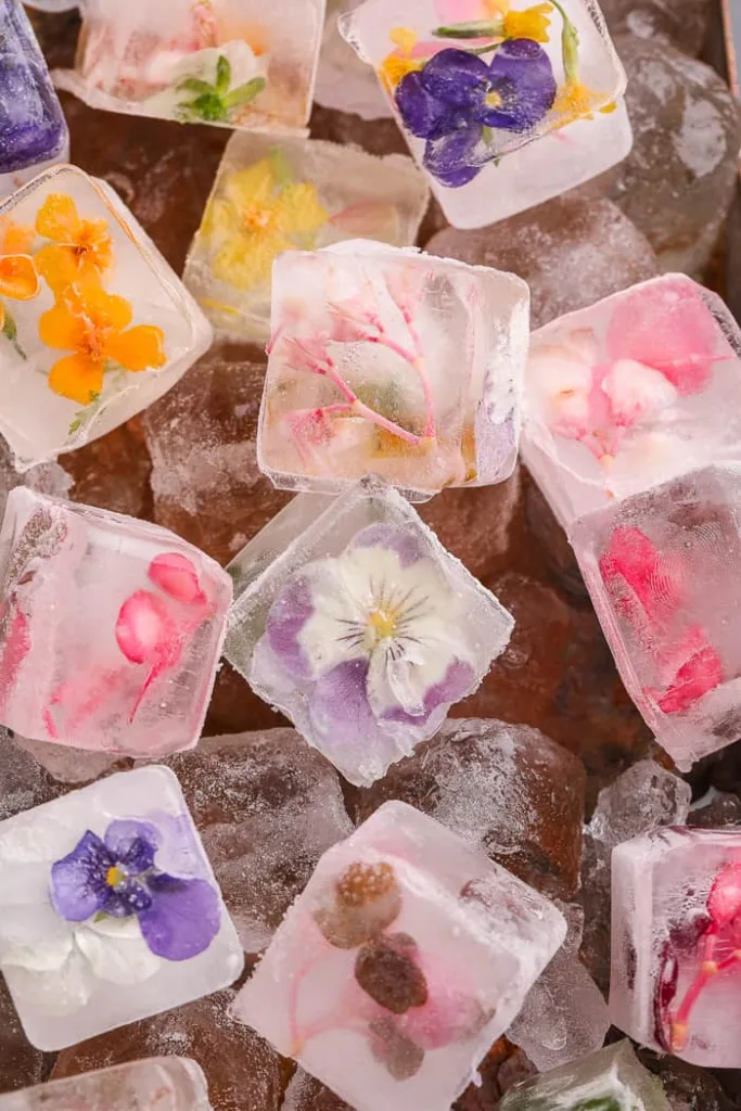 edible flower ice cubes