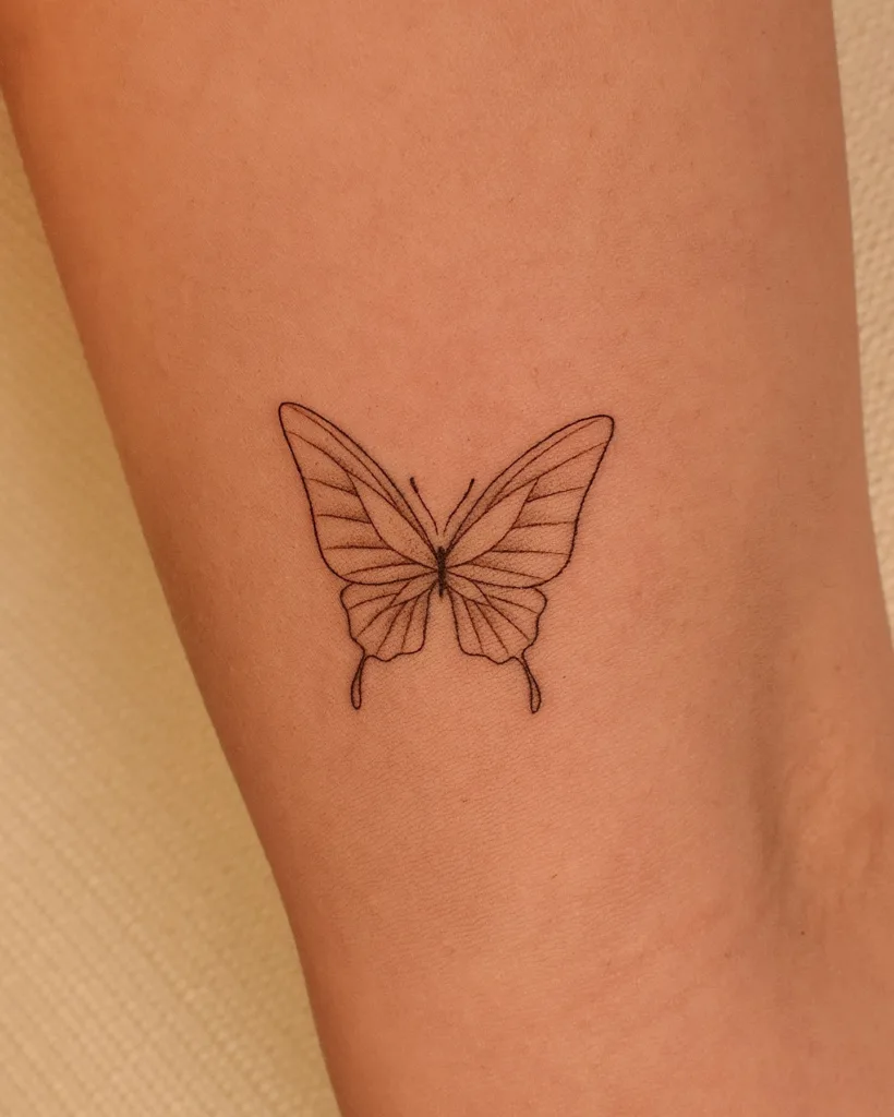 fine line butterfly tattoo