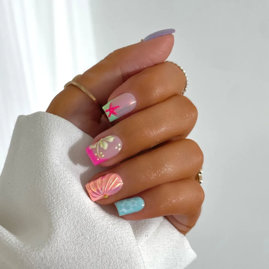 funky beach chrome summer nail ideas