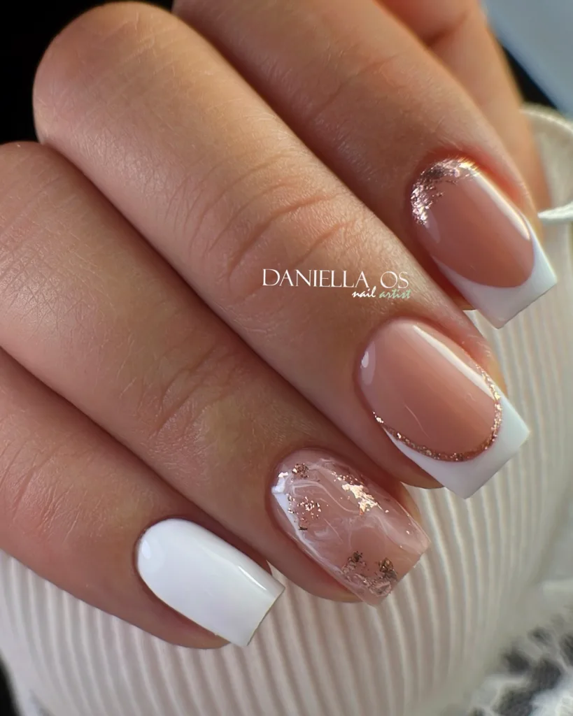 glitter marble french tips