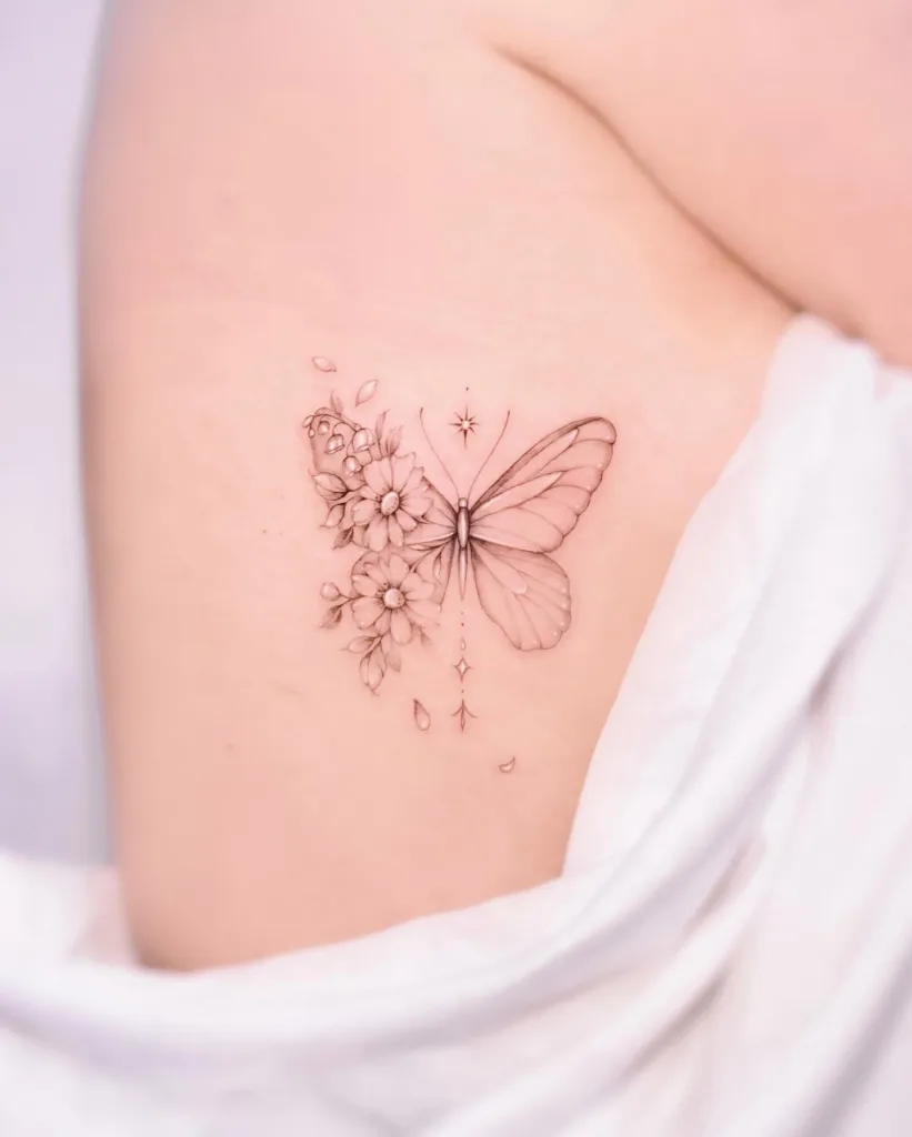 half butterfly half flower