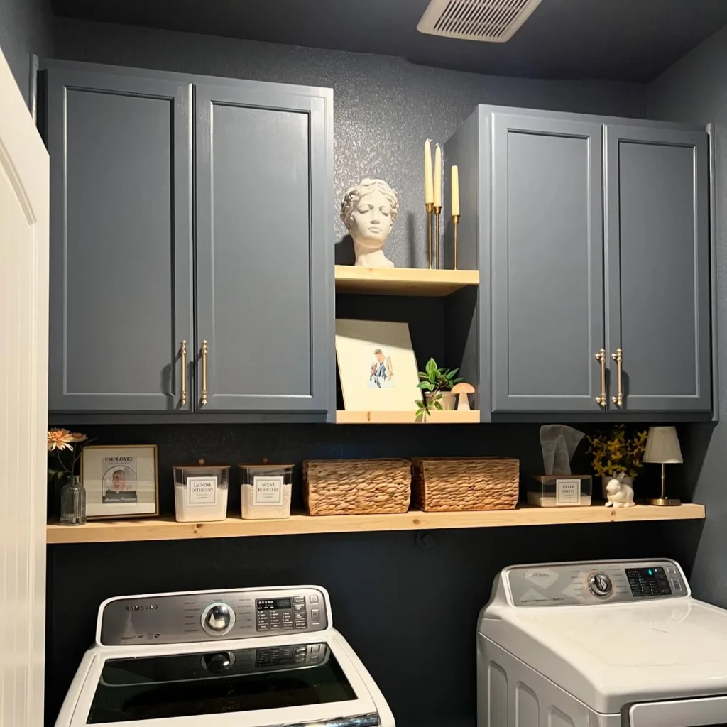 install cabinets and shelves
