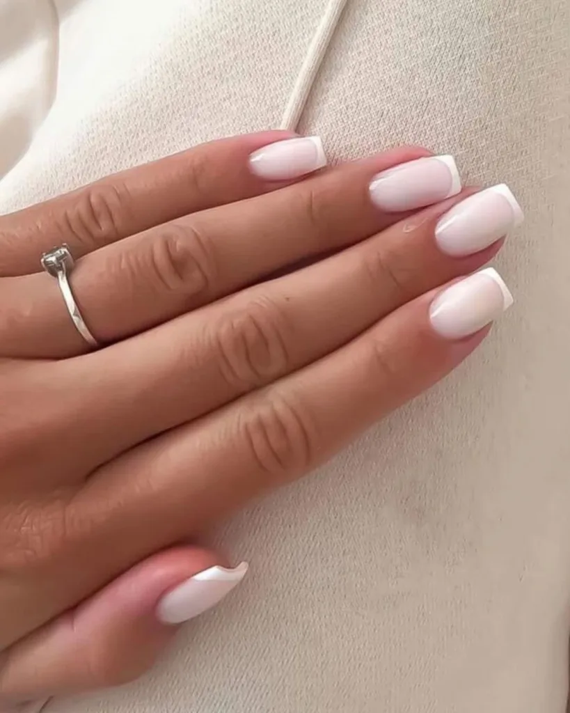 milky white french tip nails