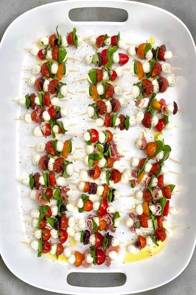 mini caprese skewers