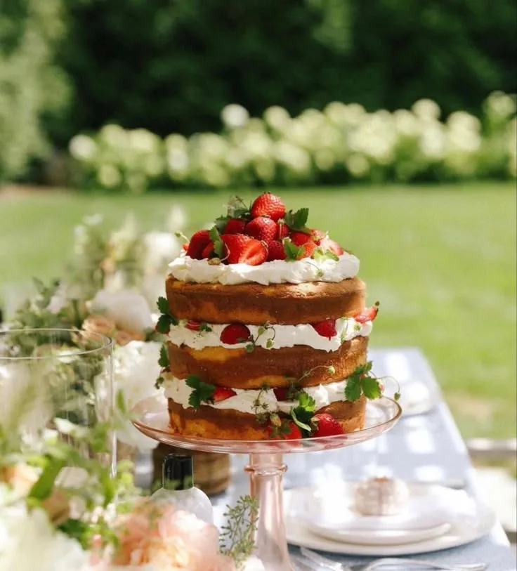 naked strawberry cake