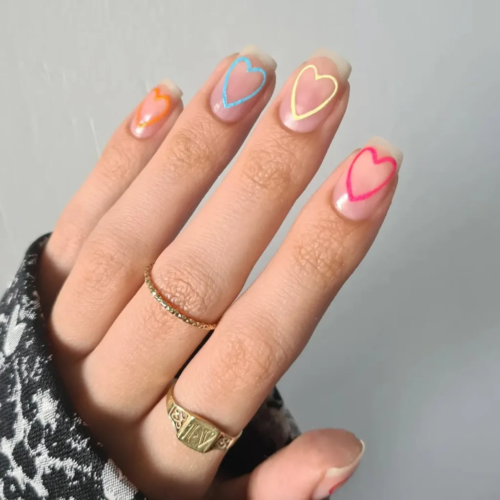 negative space rainbow hearts