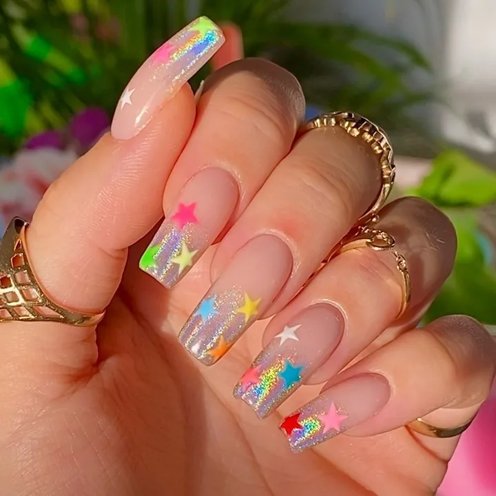 neon rainbow stars