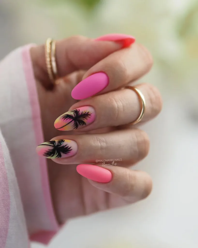 neon tropical nails