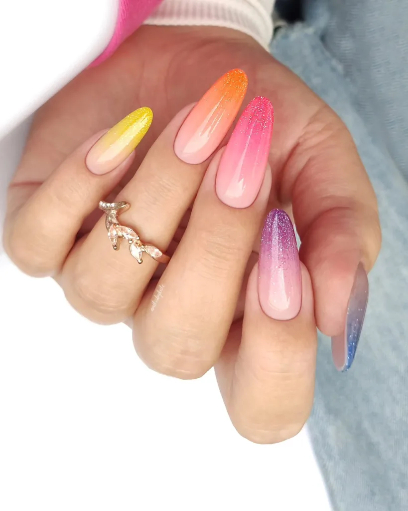 ombre rainbow almond