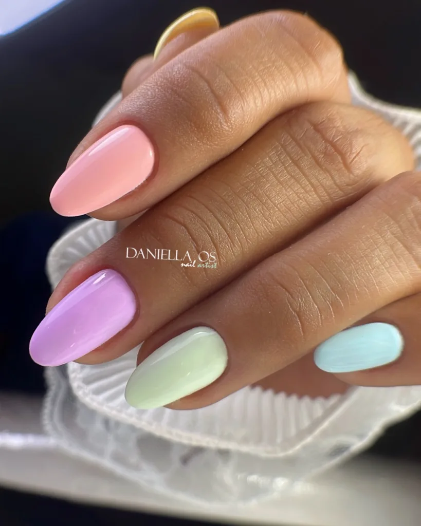 pastel rainbow nails
