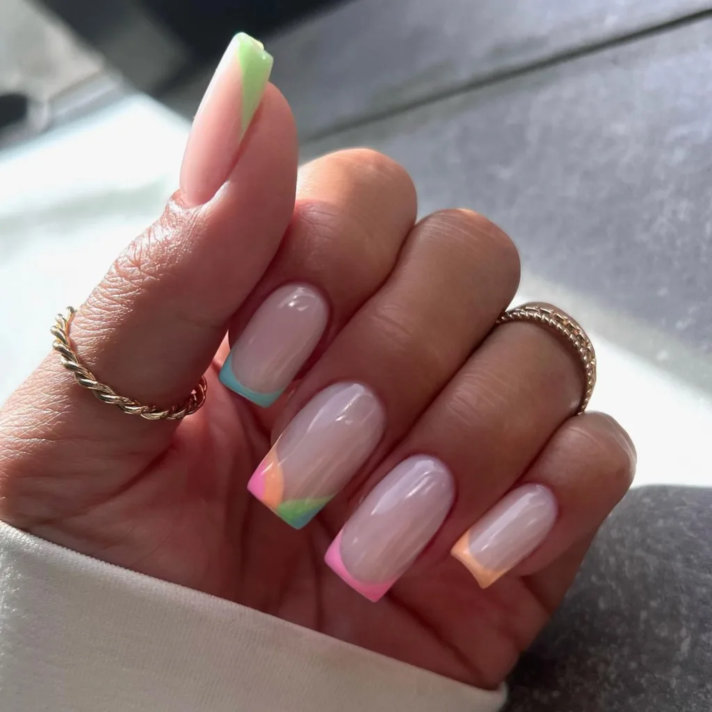 pink & blue french tips