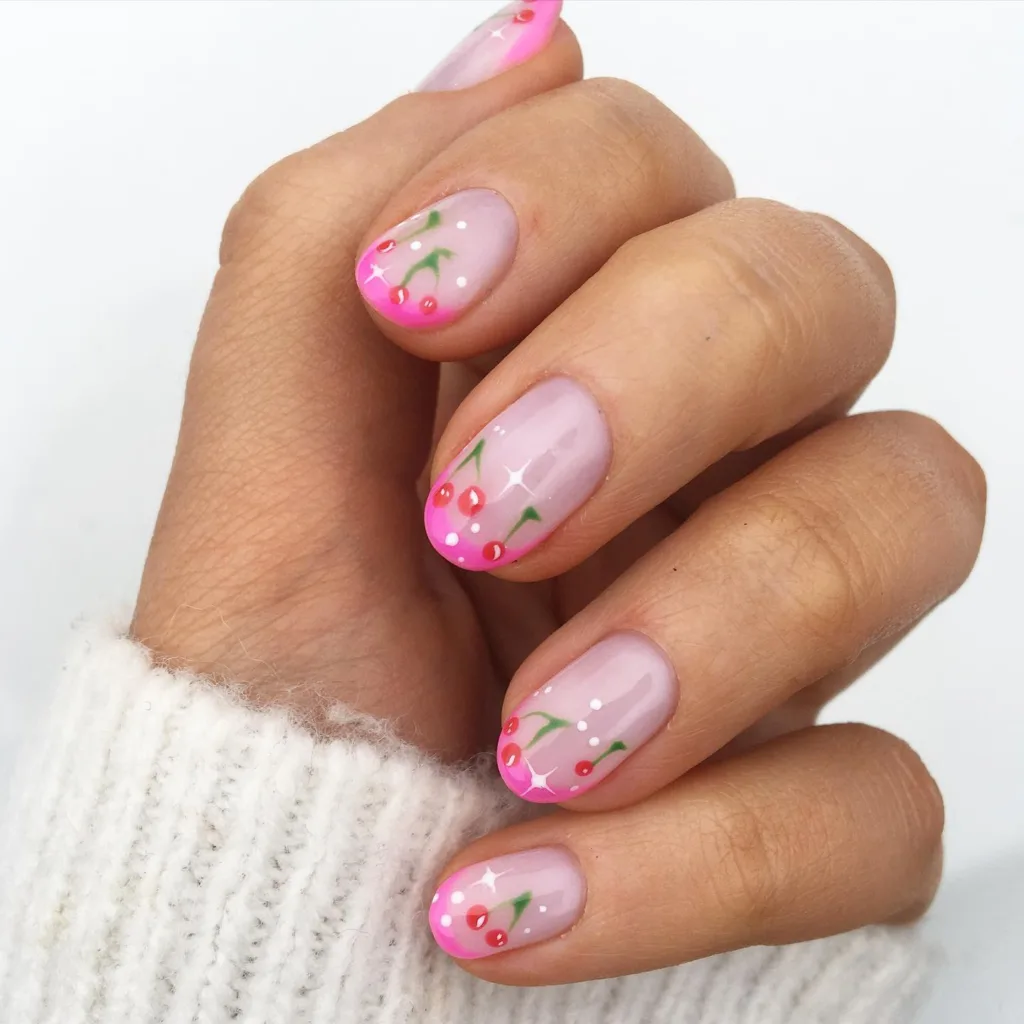 pink cherry sparkle french