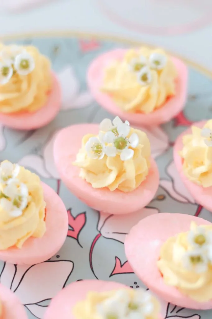 pink deviled eggs