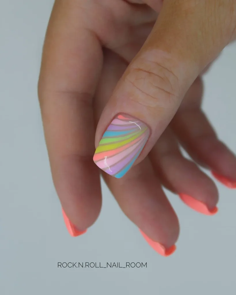 short pastel rainbow stripes