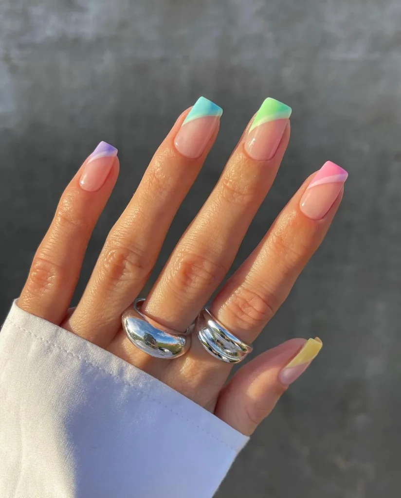 side French rainbow tips