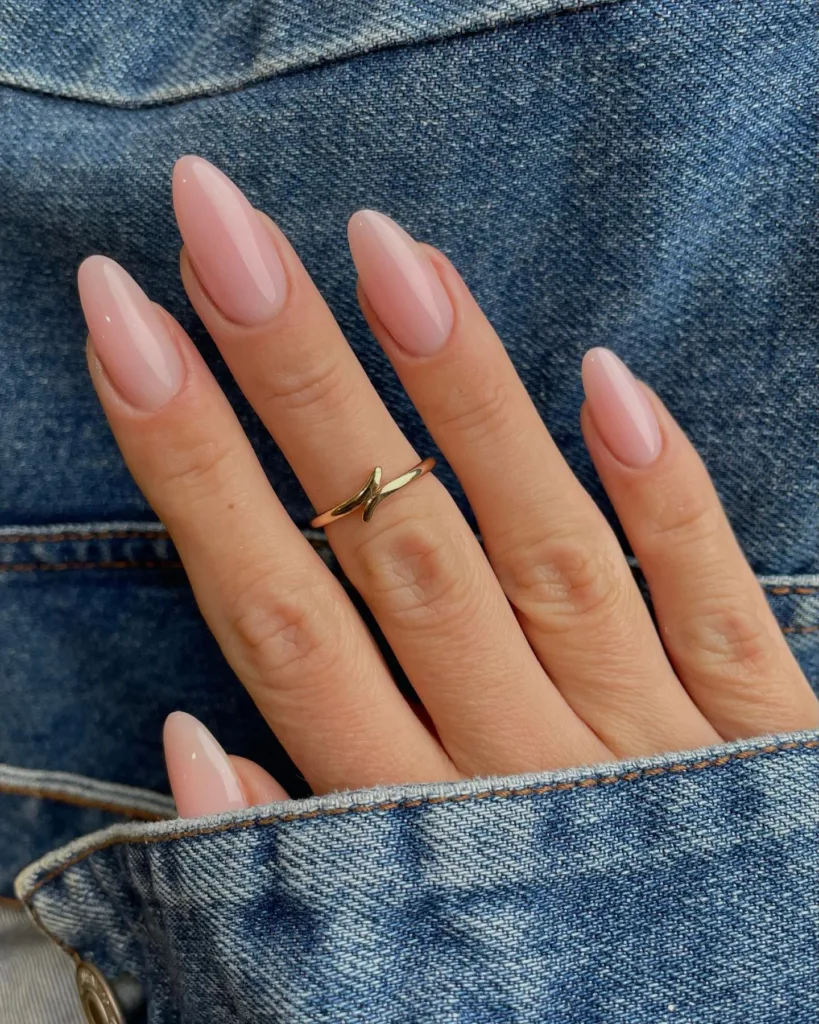 soft pink almond nails