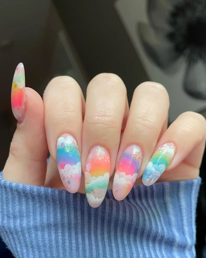 soft rainbows and clouds