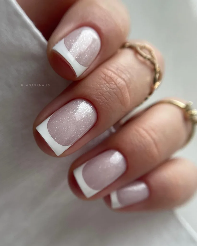 soft shimmer square french mani