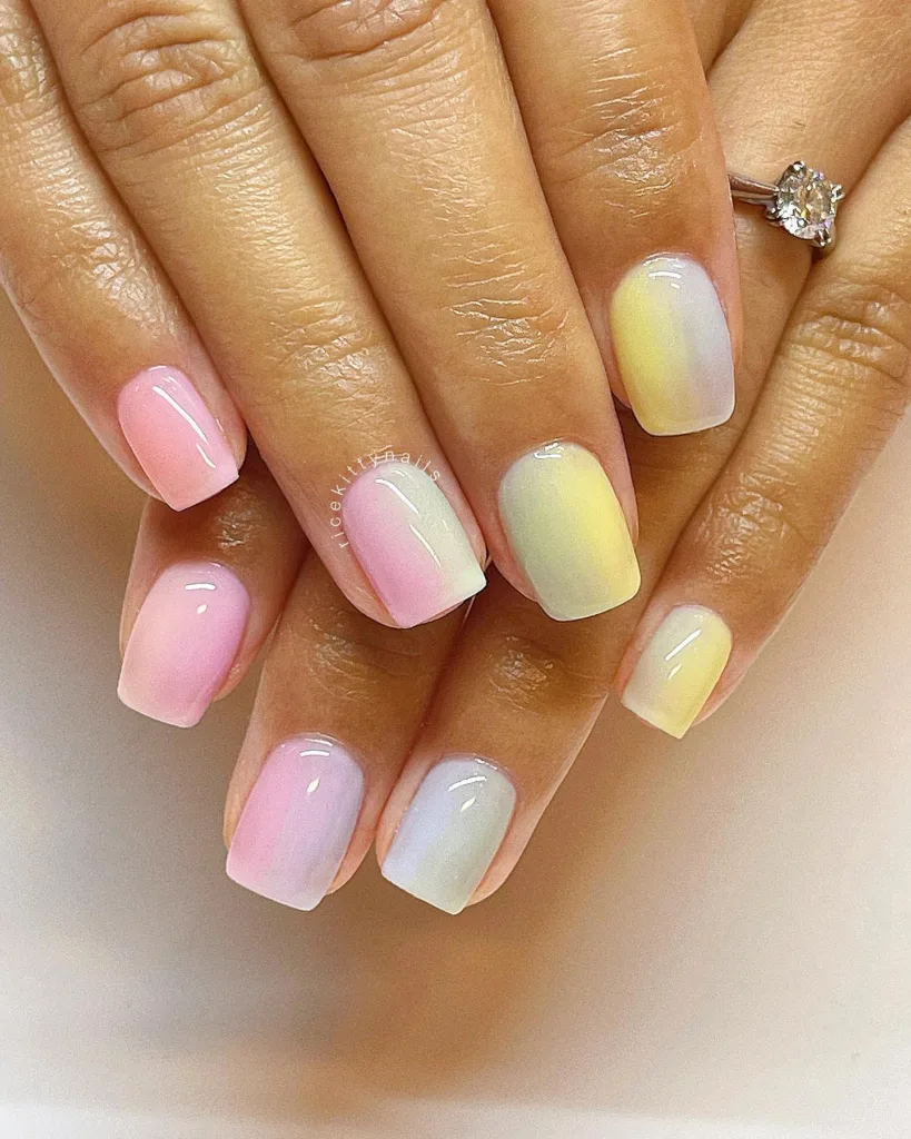 sparkly pastel rainbow mani