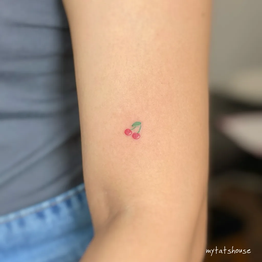 tiny cherry tattoo