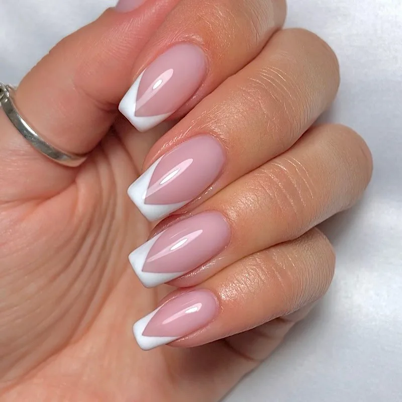 white chevron french nails