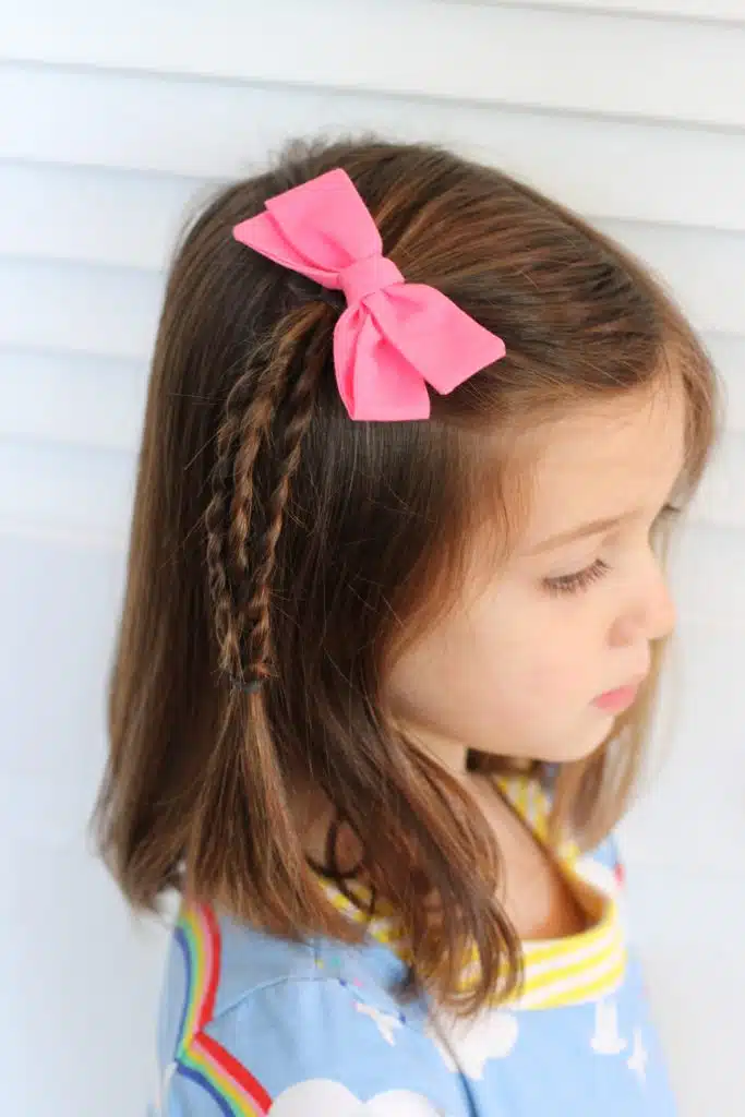 3 side braids with bow