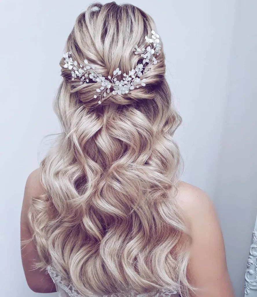 Twisted Half Up with Floral Accent