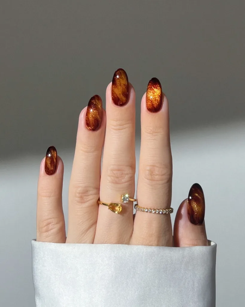 amber sparkle nail