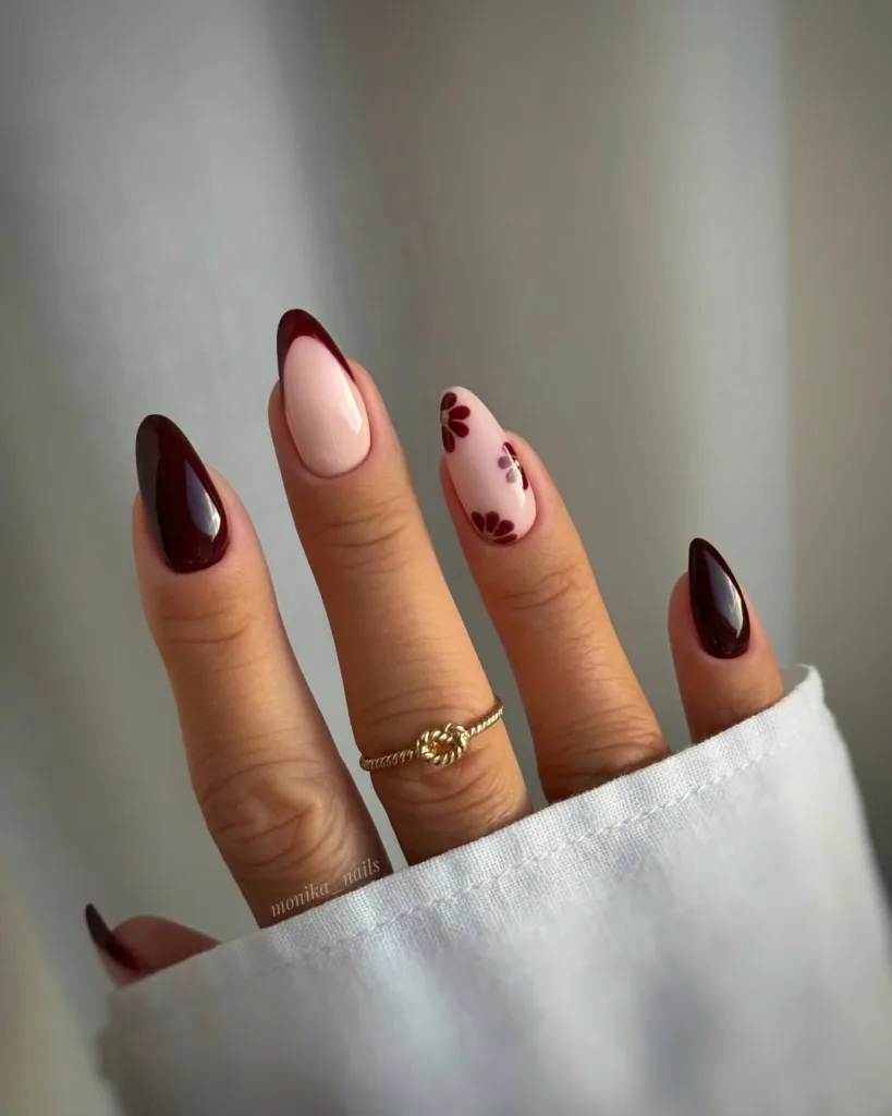 burgundy floral french