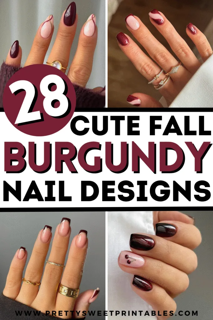 burgundy nail designs
