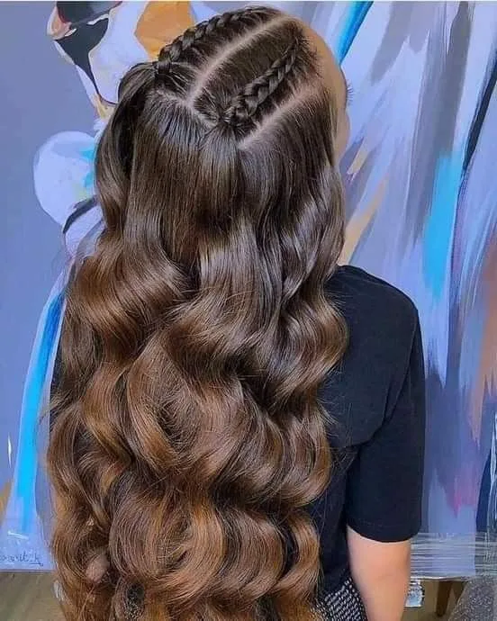 double dutch braids with glam waves