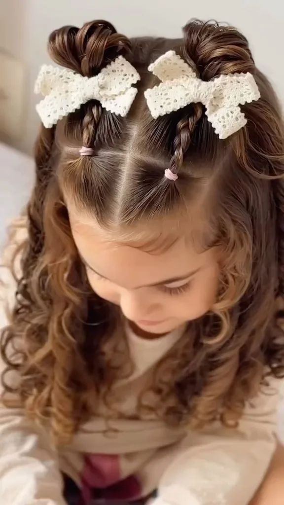 double front braids into buns