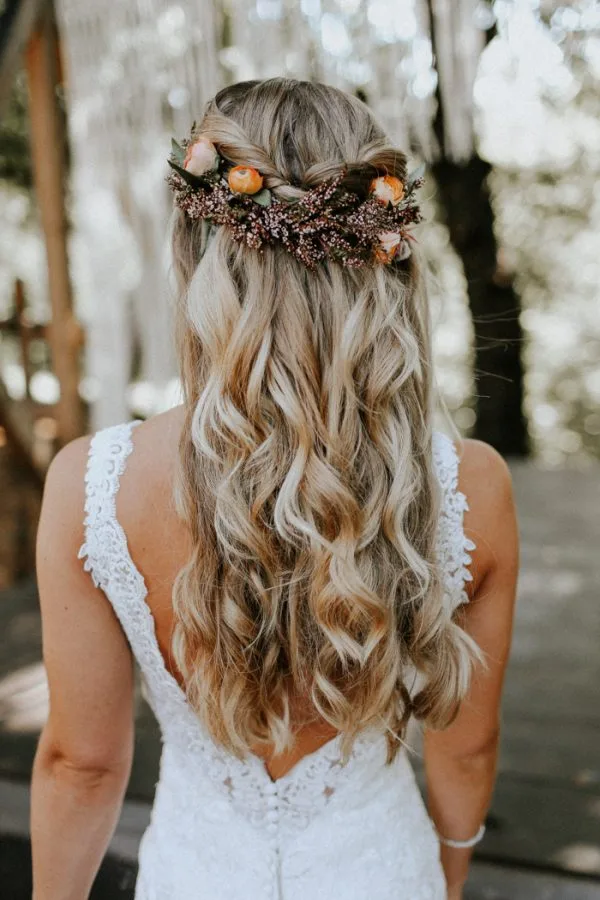 fall braid with floral crown