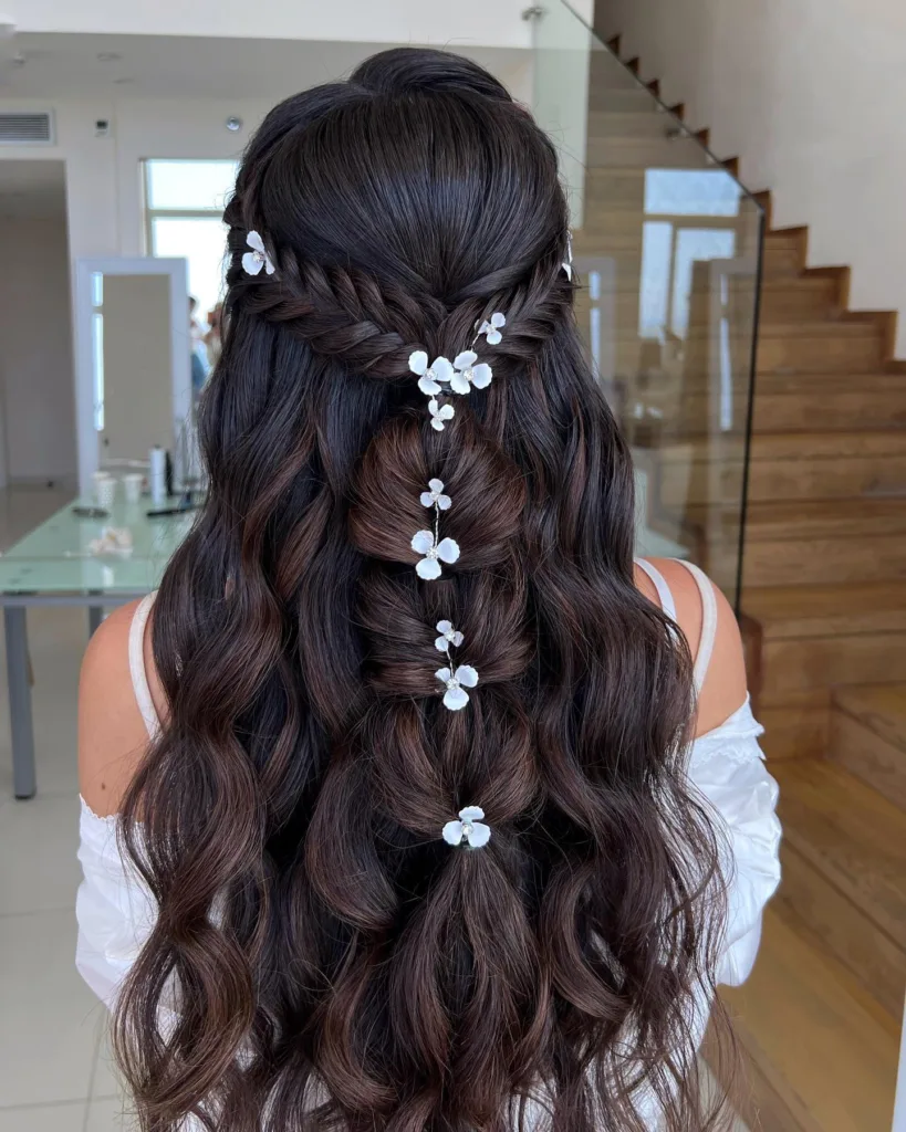 fishtail floral bubble braid