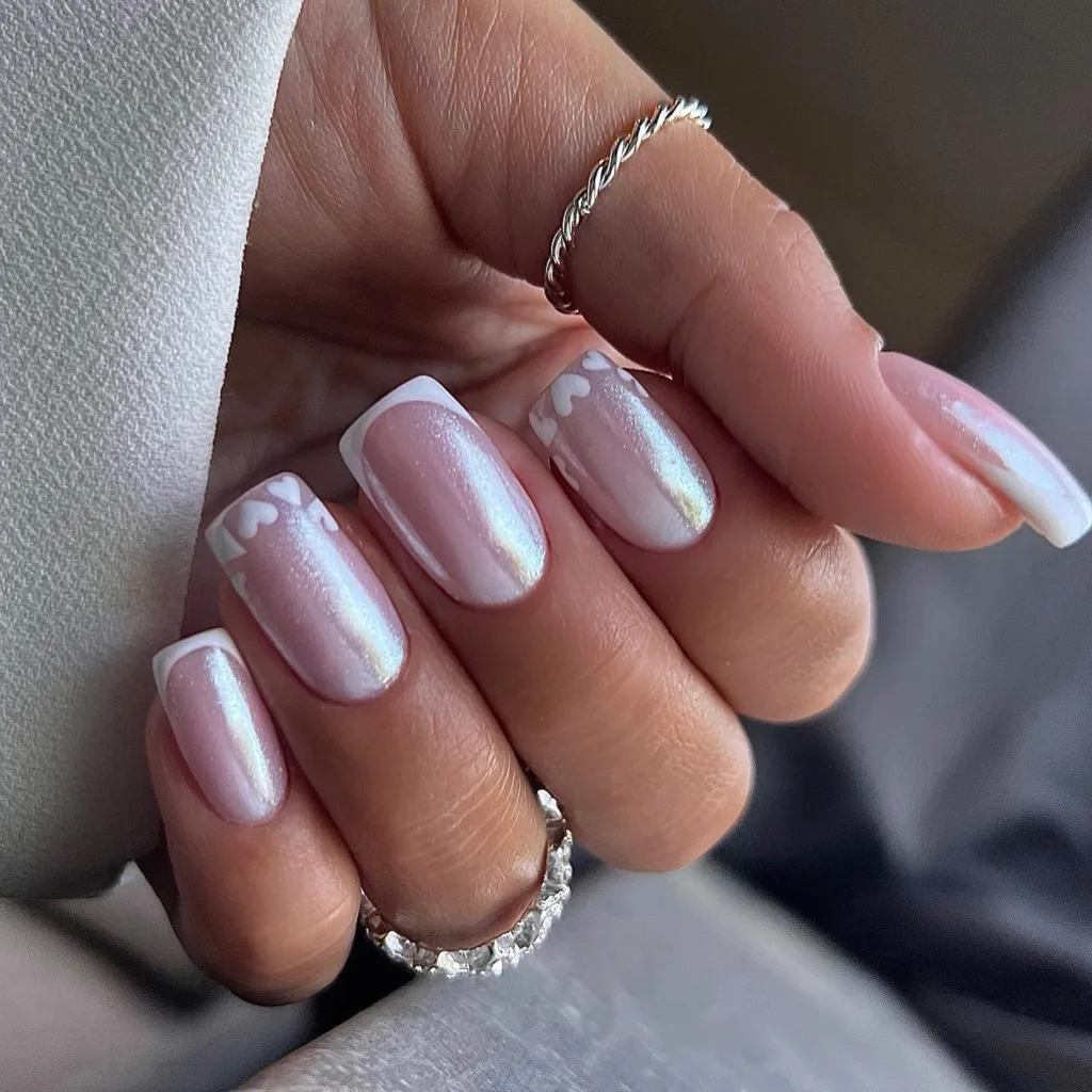 glazed donut heart bridal nails