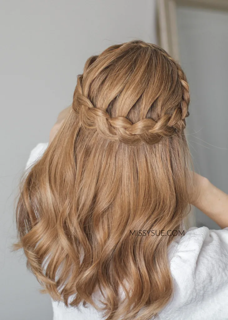 half-up dutch crown braid