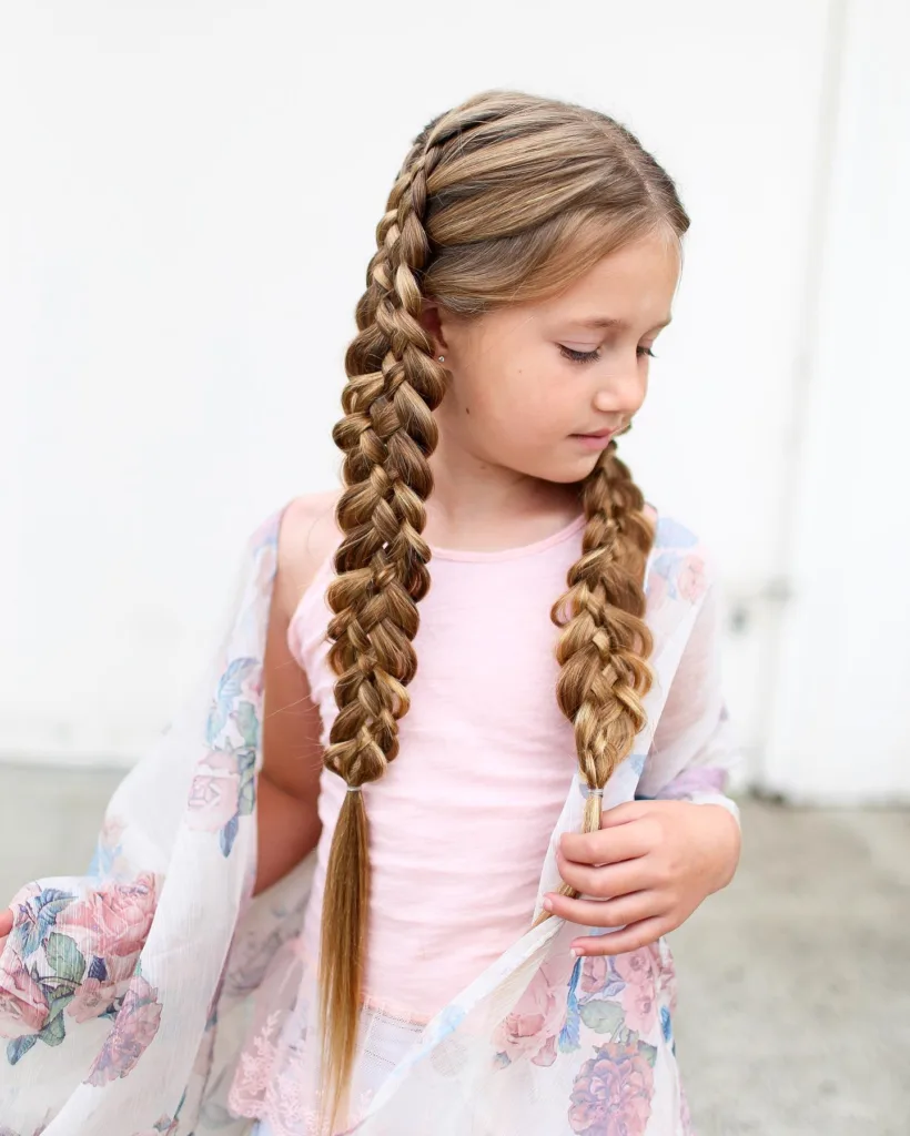 messy five strand braid pigtails