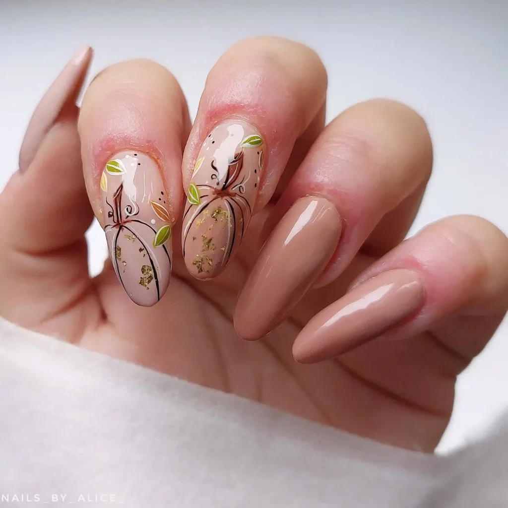 nude pumpkin nail art