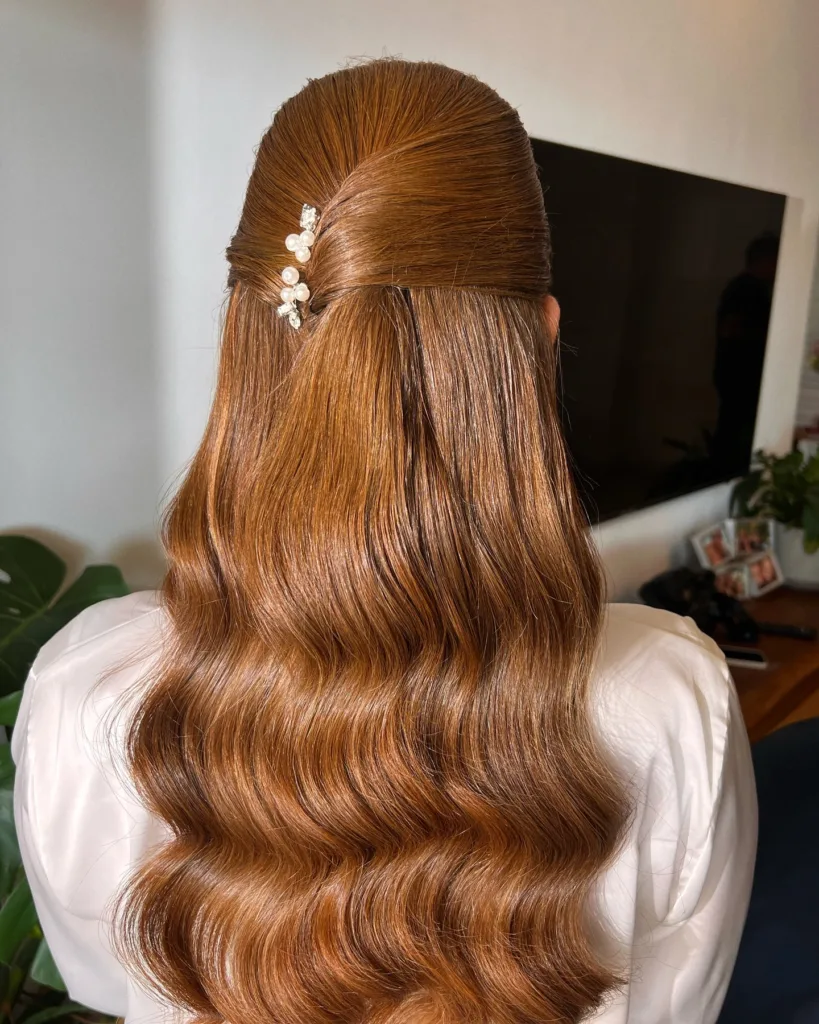 old hollywood half-updo