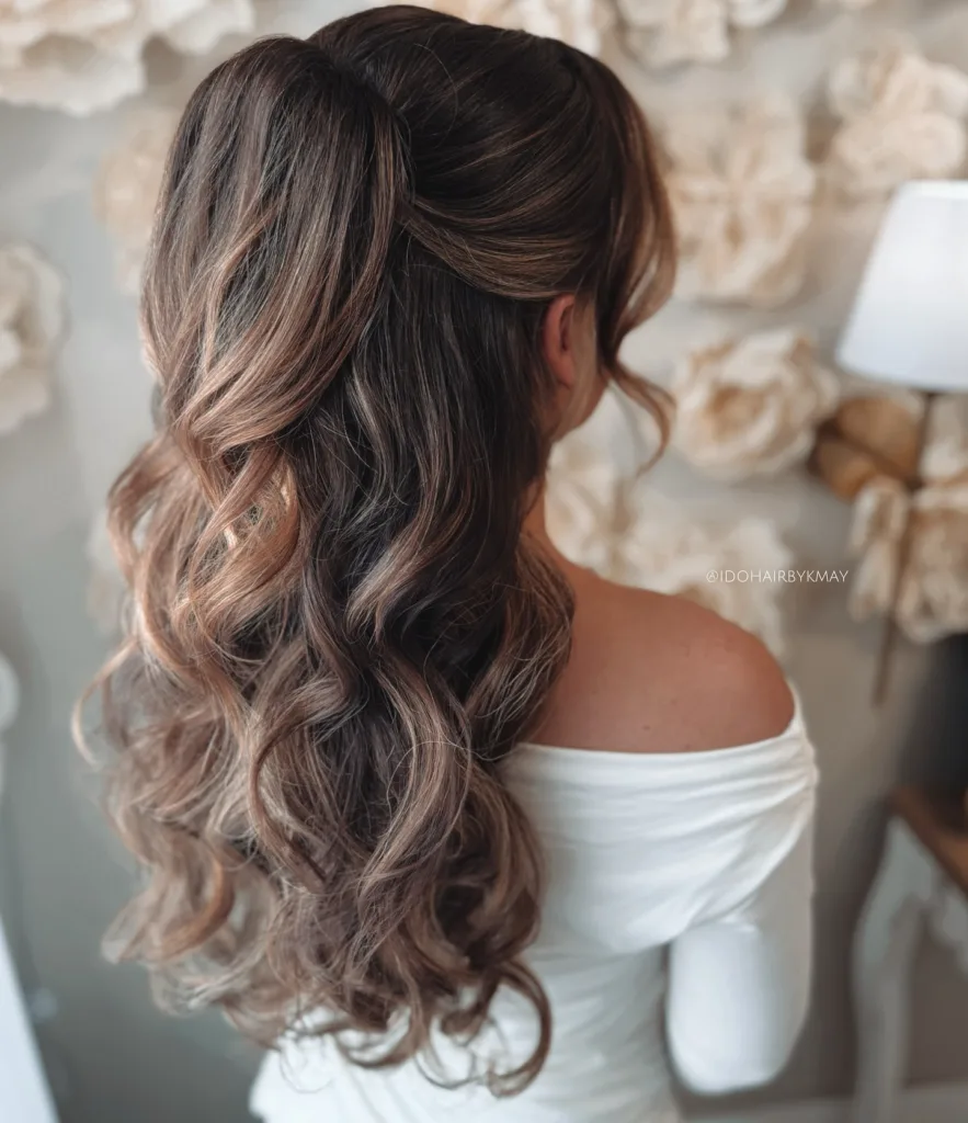 romantic flipped half-updo