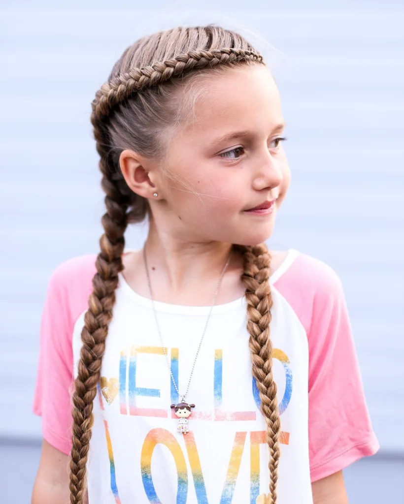 side braid into pigtails