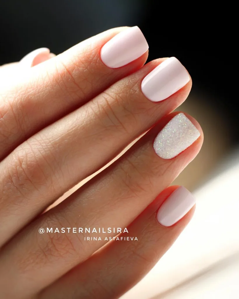 soft blush with glitter accent