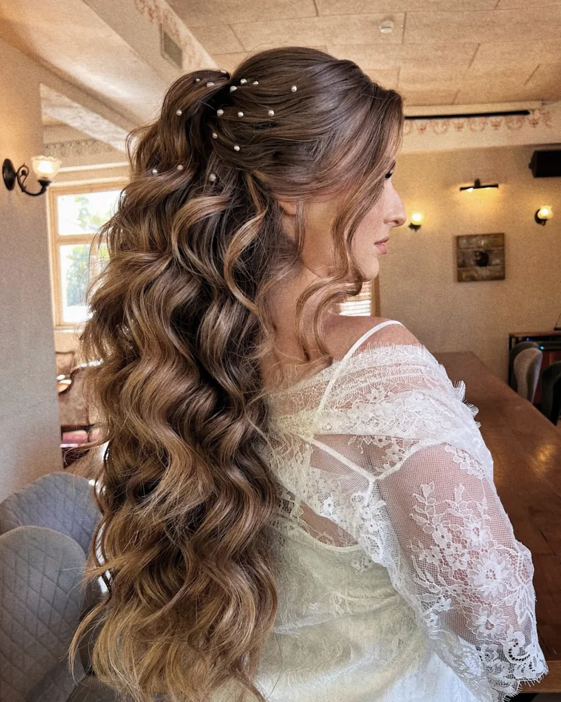voluminous pearl-studded ponytail